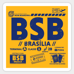 Vintage Brasilia BSB Airport Code Travel Day Retro Travel Tag Sticker